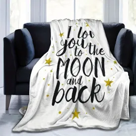 1pc Cozy Moon-Themed Flannel Throw Blanket - Soft, Micro Warm, and Plush for Couch, Bed, Sofa, Living Room Decor - I Love You to the Moon and Back Design, Perfect for Snuggling and Home Decor