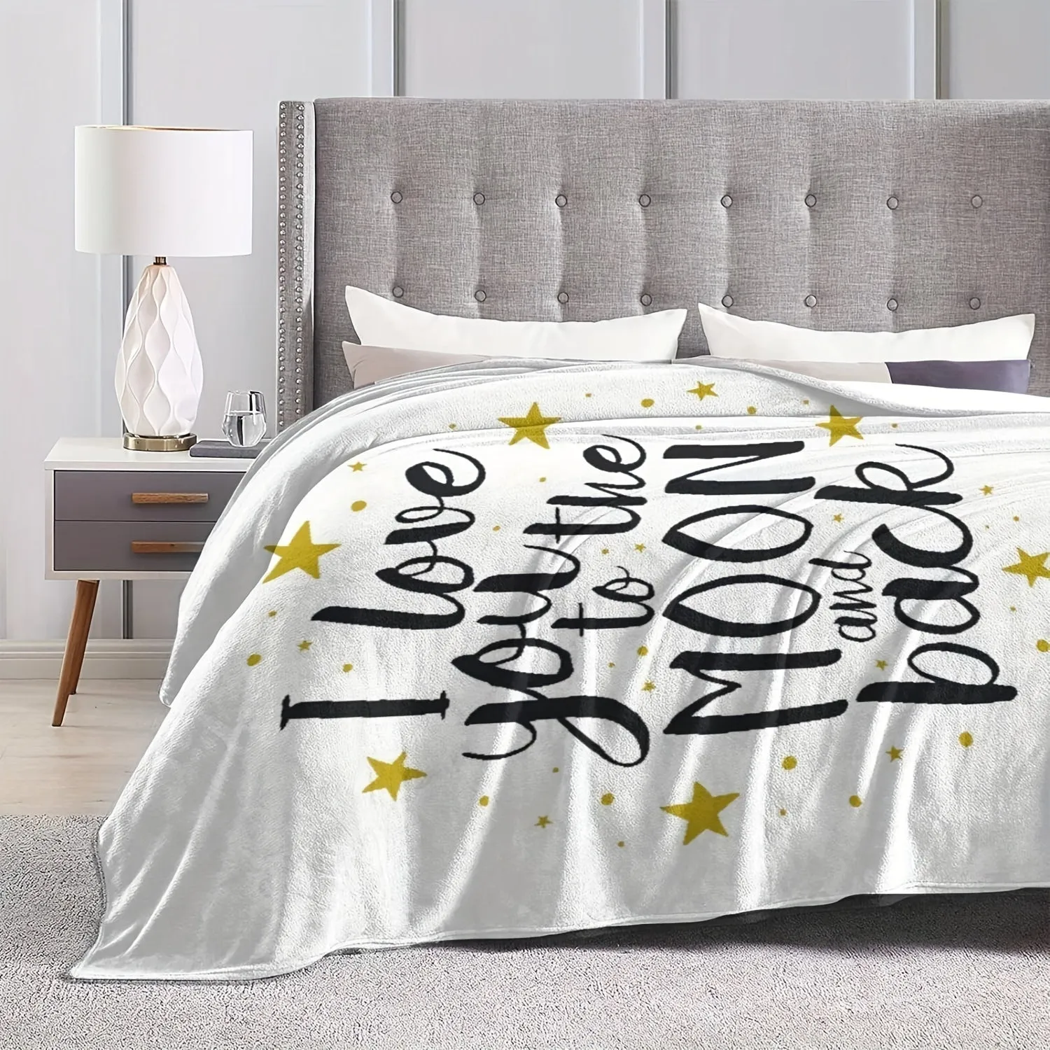 1pc Cozy Moon-Themed Flannel Throw Blanket - Soft, Micro Warm, and Plush for Couch, Bed, Sofa, Living Room Decor - I Love You to the Moon and Back Design, Perfect for Snuggling and Home Decor