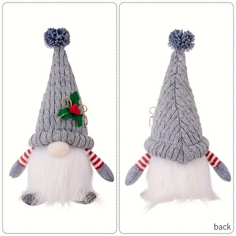 2pcs/ set Christmas Gnome, Green Hat Drawstring Ground Wonderful Lights Flannel Handmade Gift for Holiday Party Home Christmas Decoration
