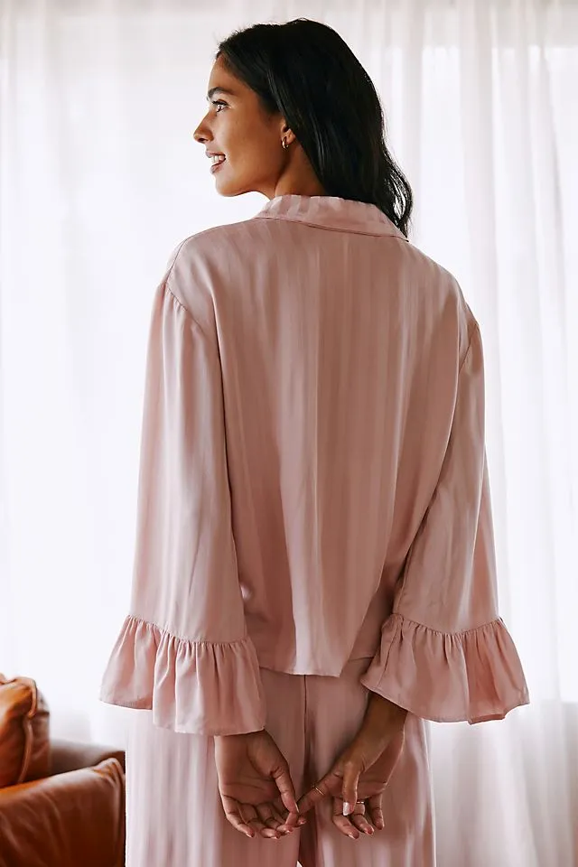Anthropologie Ruffle Pajama Top, Pink