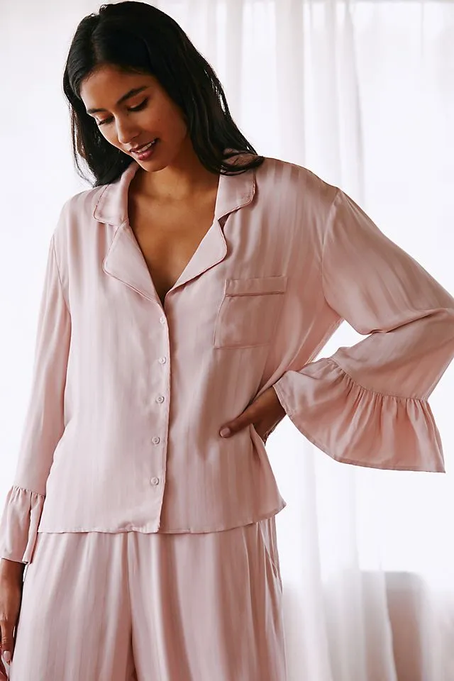 Anthropologie Ruffle Pajama Top, Pink