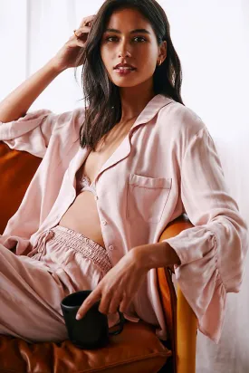 Anthropologie Ruffle Pajama Top, Pink