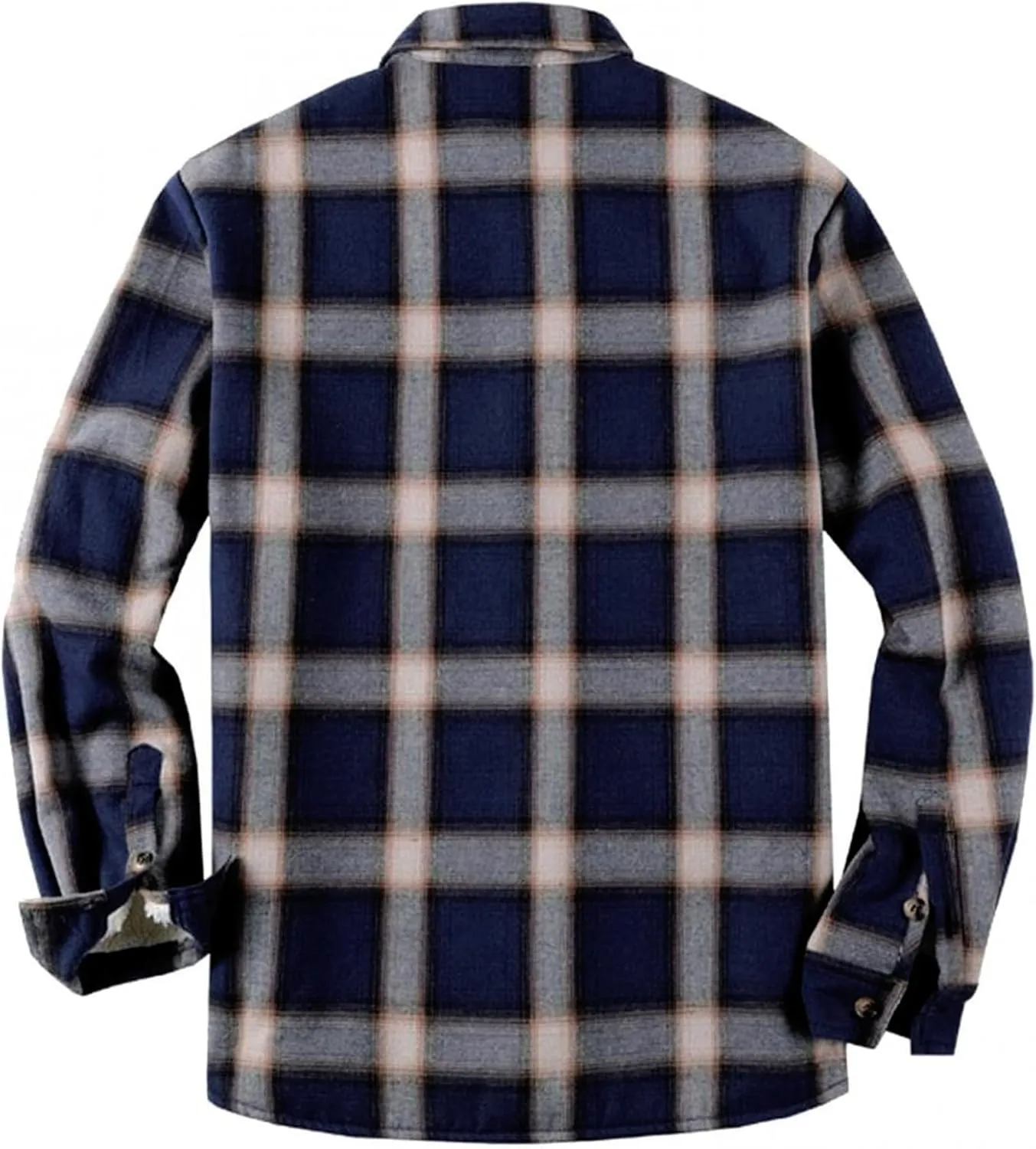 Beotyshow Mens Sherpa Fleece Lined Flannel Shirt Jacket Long Sleeve Button Down Plaid Winter Jacket