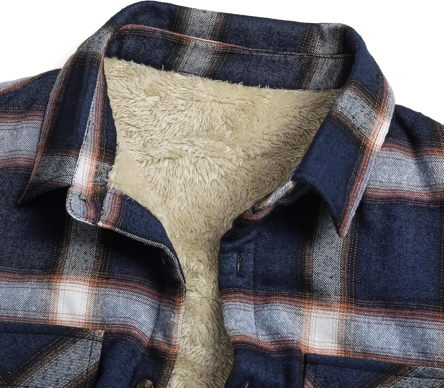 Beotyshow Mens Sherpa Fleece Lined Flannel Shirt Jacket Long Sleeve Button Down Plaid Winter Jacket