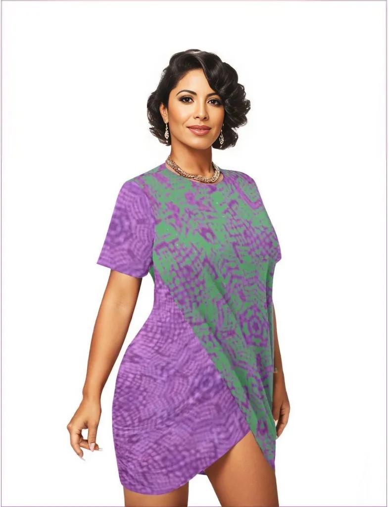 Chameleon Snake Women’s Stacked Hem Dress With Short Sleeve Voluptuous ( ) Plus Size