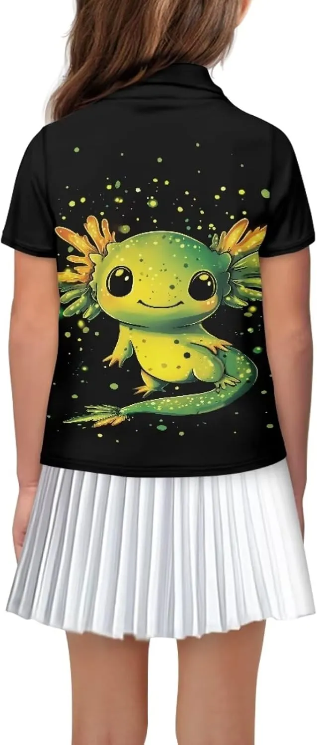 Children's Golf Polo Shirts for School Uniform Short-Sleeve Peter Pan Collar Shirts Daily Wear at Home