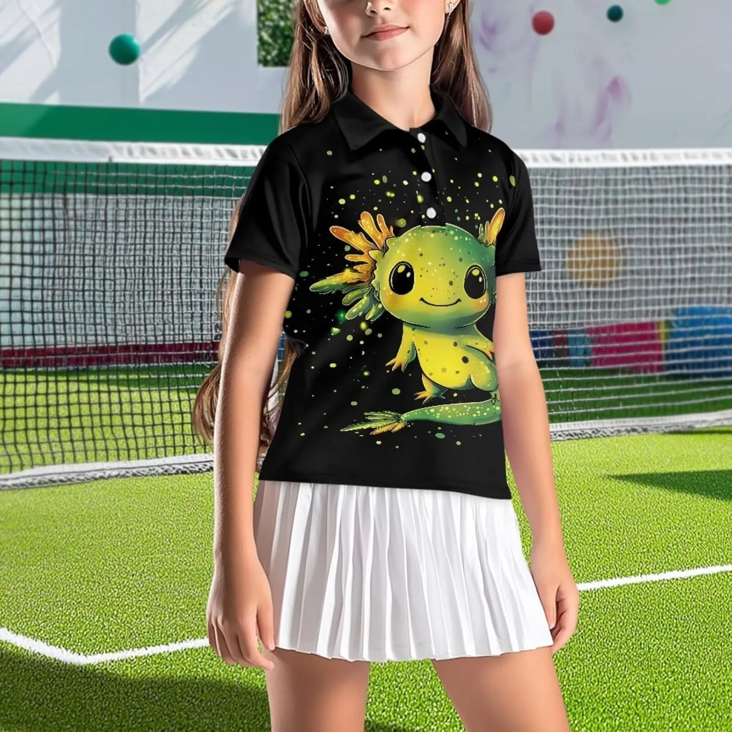 Children's Golf Polo Shirts for School Uniform Short-Sleeve Peter Pan Collar Shirts Daily Wear at Home
