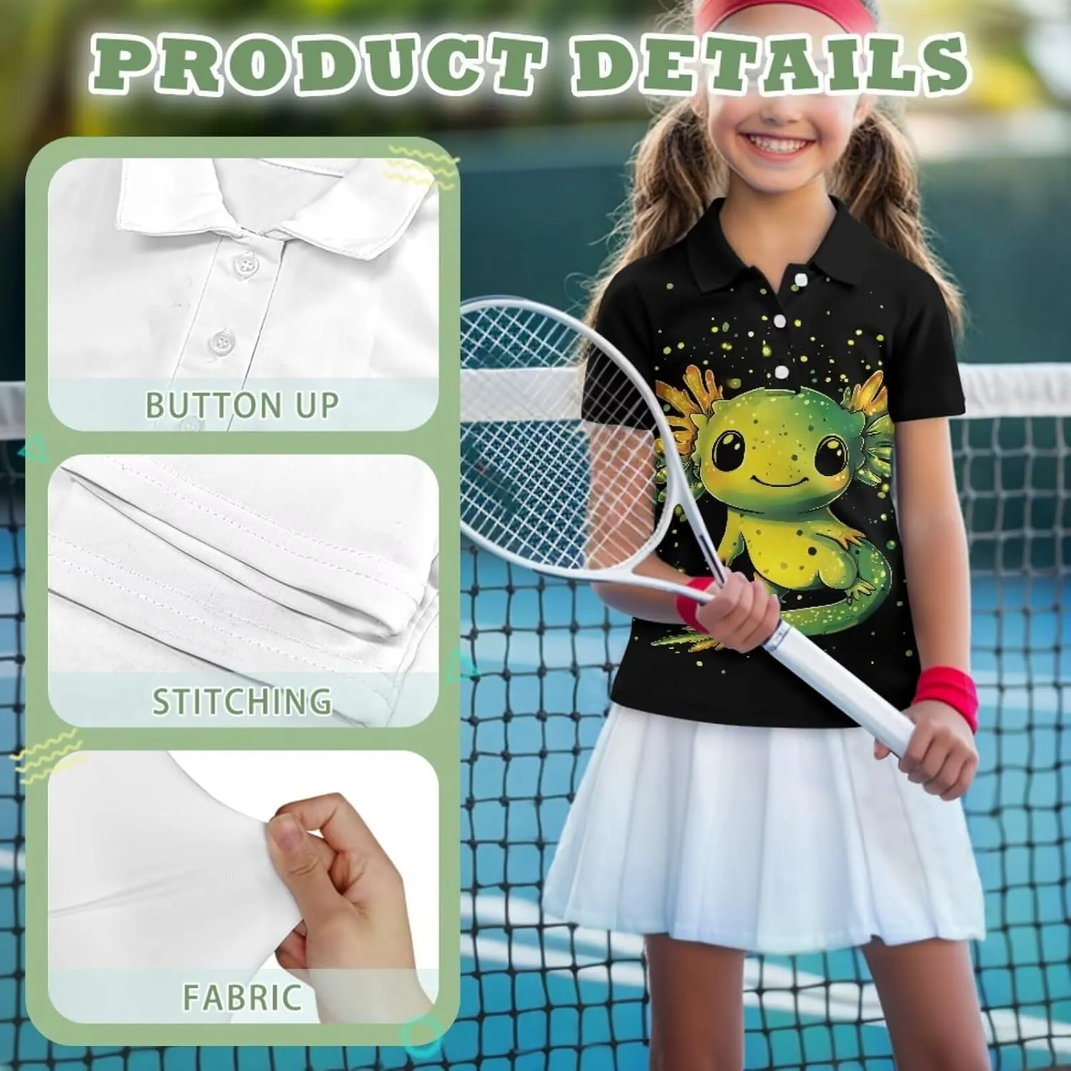 Children's Golf Polo Shirts for School Uniform Short-Sleeve Peter Pan Collar Shirts Daily Wear at Home