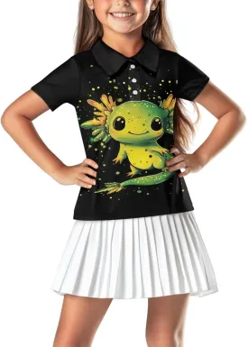 Children's Golf Polo Shirts for School Uniform Short-Sleeve Peter Pan Collar Shirts Daily Wear at Home
