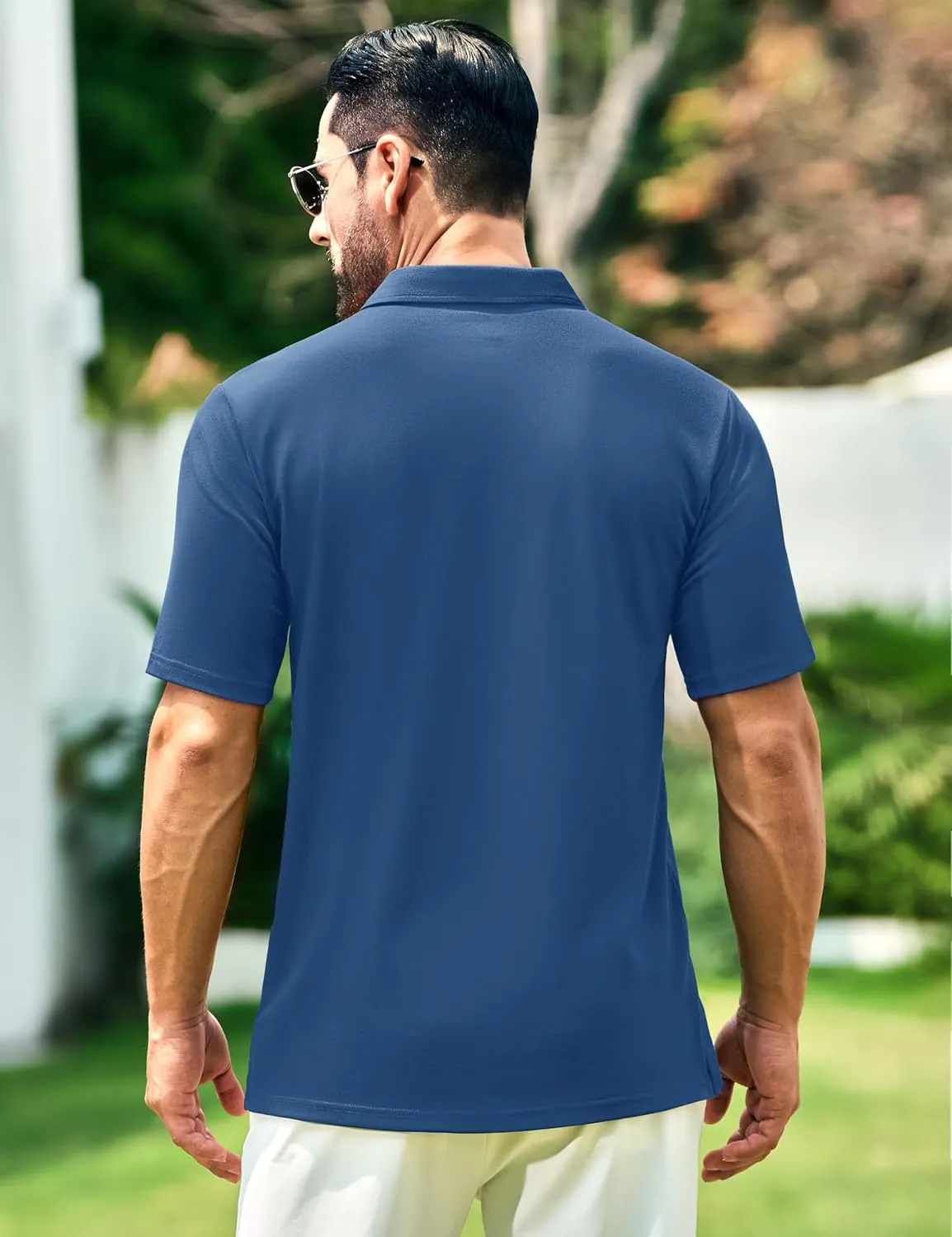 Cotrasen Men's Polo Shirts Short Sleeve Soft Cotton Pique T-Shirts 3 Buttons Classic Fit Casual Performance Golf Shirts