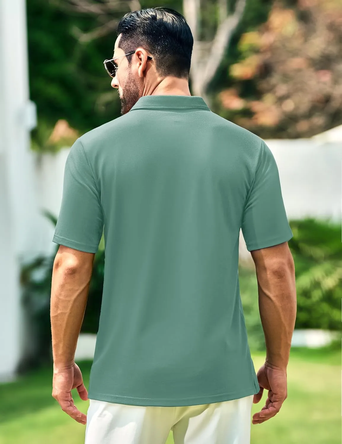 Cotrasen Men's Polo Shirts Short Sleeve Soft Cotton Pique T-Shirts 3 Buttons Classic Fit Casual Performance Golf Shirts