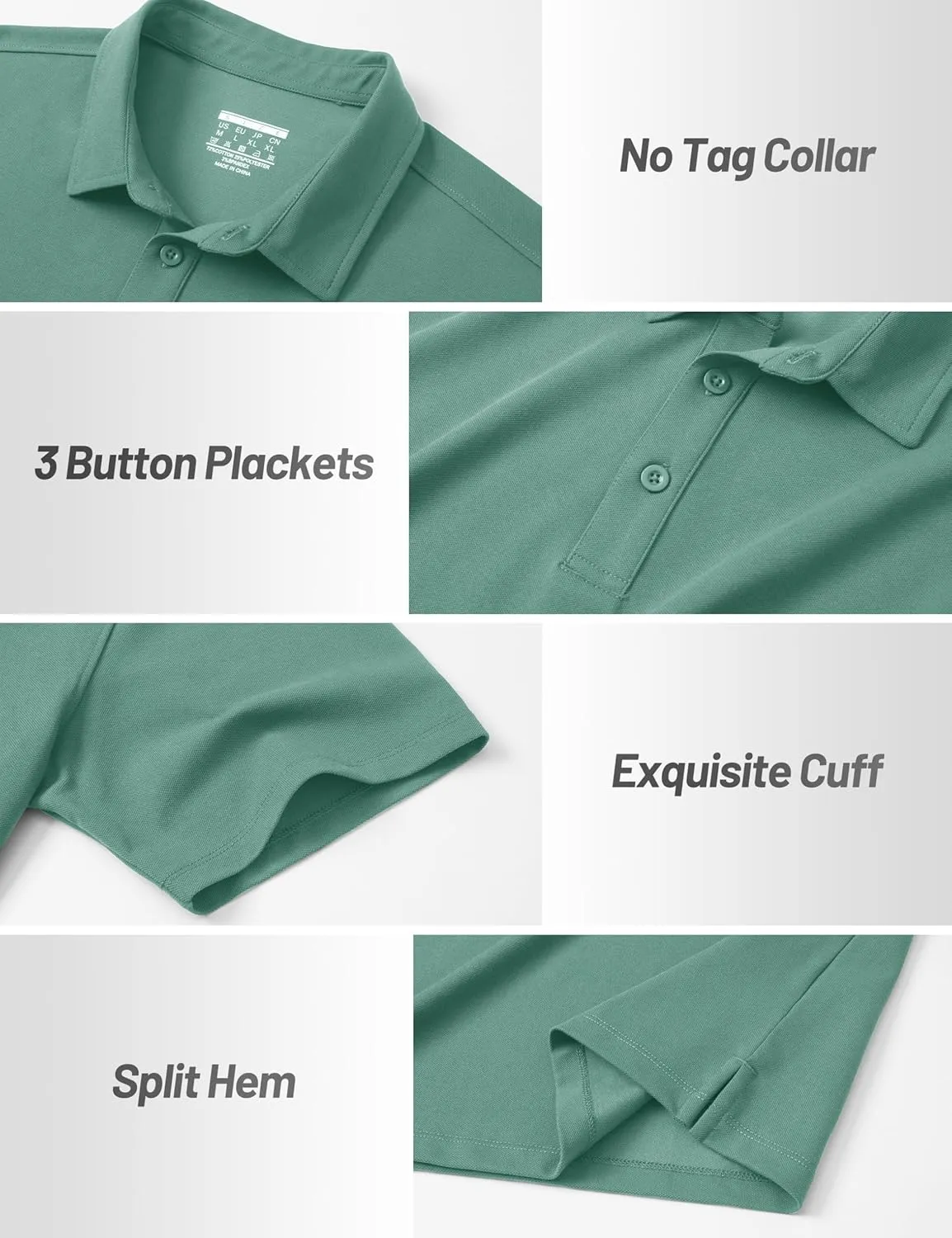 Cotrasen Men's Polo Shirts Short Sleeve Soft Cotton Pique T-Shirts 3 Buttons Classic Fit Casual Performance Golf Shirts