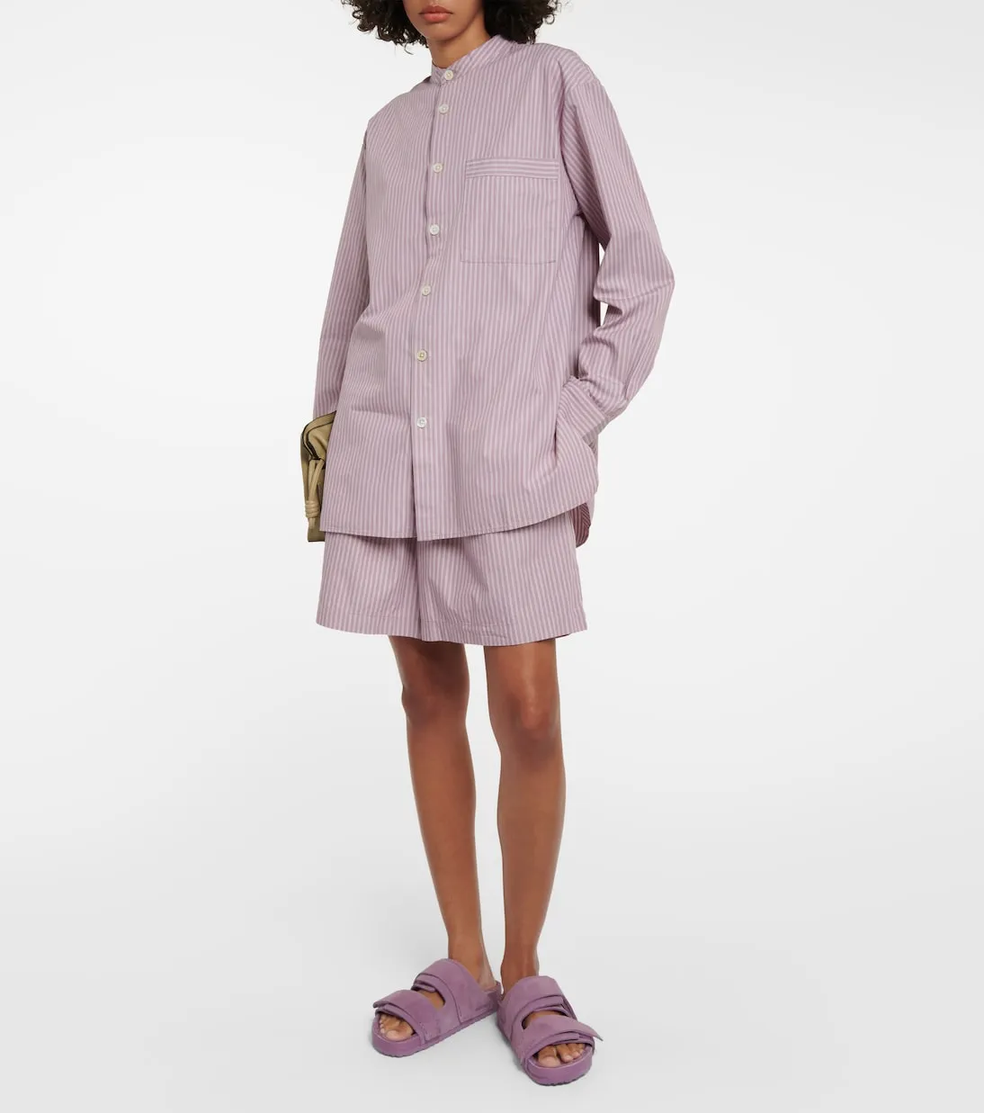 Cotton striped pajama shirt from the x tekla Birkenstock 1774 collection, purple