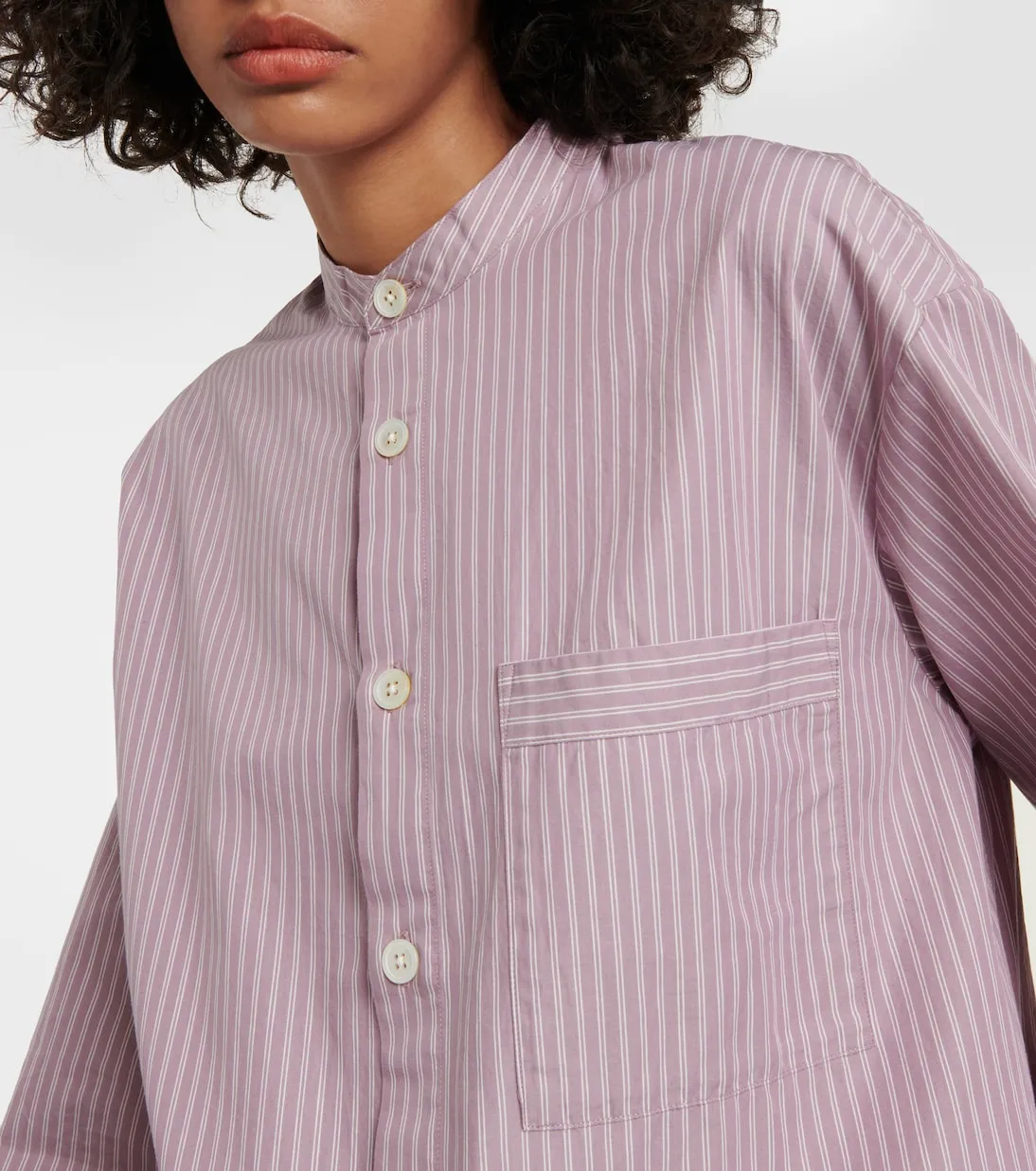 Cotton striped pajama shirt from the x tekla Birkenstock 1774 collection, purple