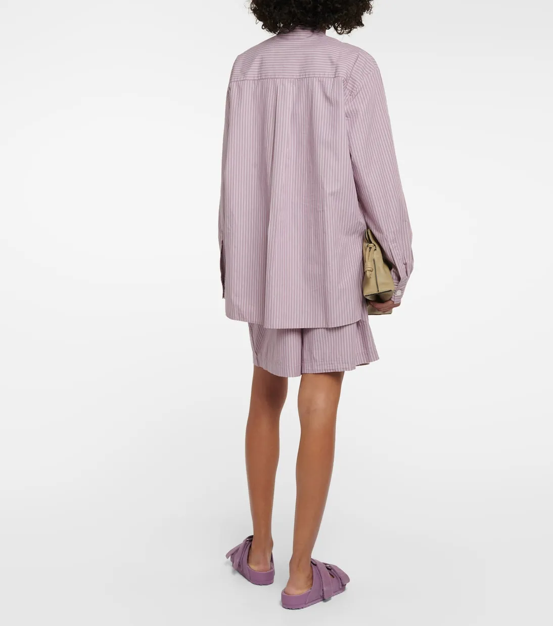 Cotton striped pajama shirt from the x tekla Birkenstock 1774 collection, purple