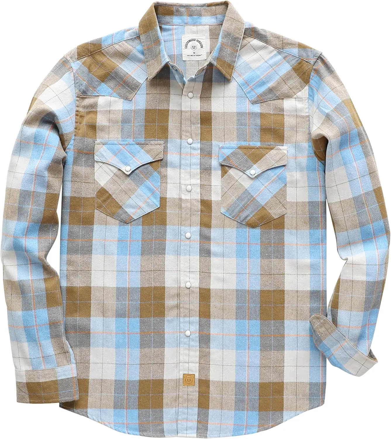 Dubinik Flannel Shirt for Men Western Cowboy Pearl Snap Shirts for Men Long Sleeve Vintage Buttons Down Plaid Shirt