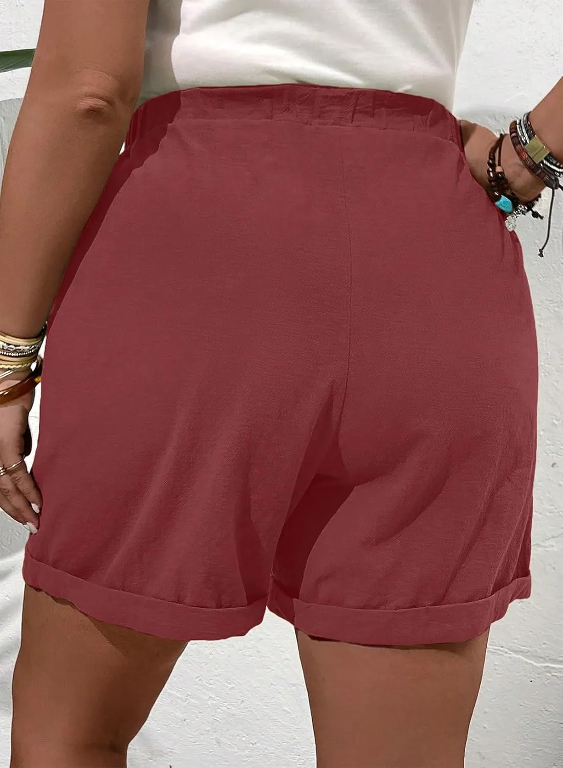 Eytino Womens Plus Size Shorts Casual Elastic Waist Drawstring Comfy Lightweight Summer Shorts with Pockets(1X-5X)