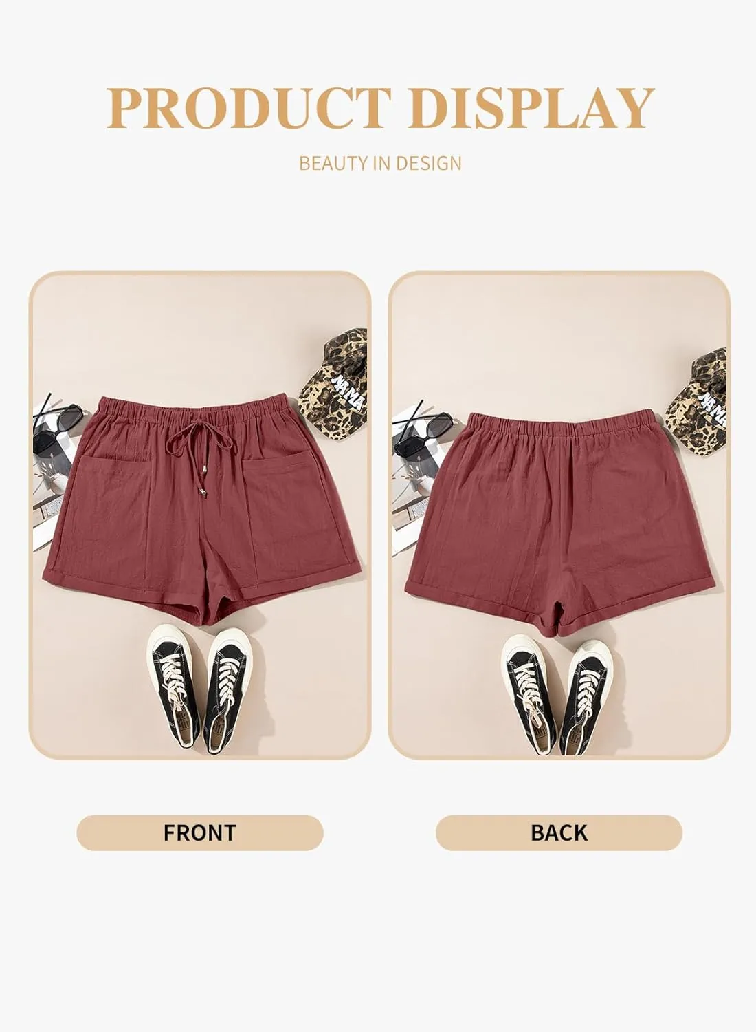 Eytino Womens Plus Size Shorts Casual Elastic Waist Drawstring Comfy Lightweight Summer Shorts with Pockets(1X-5X)
