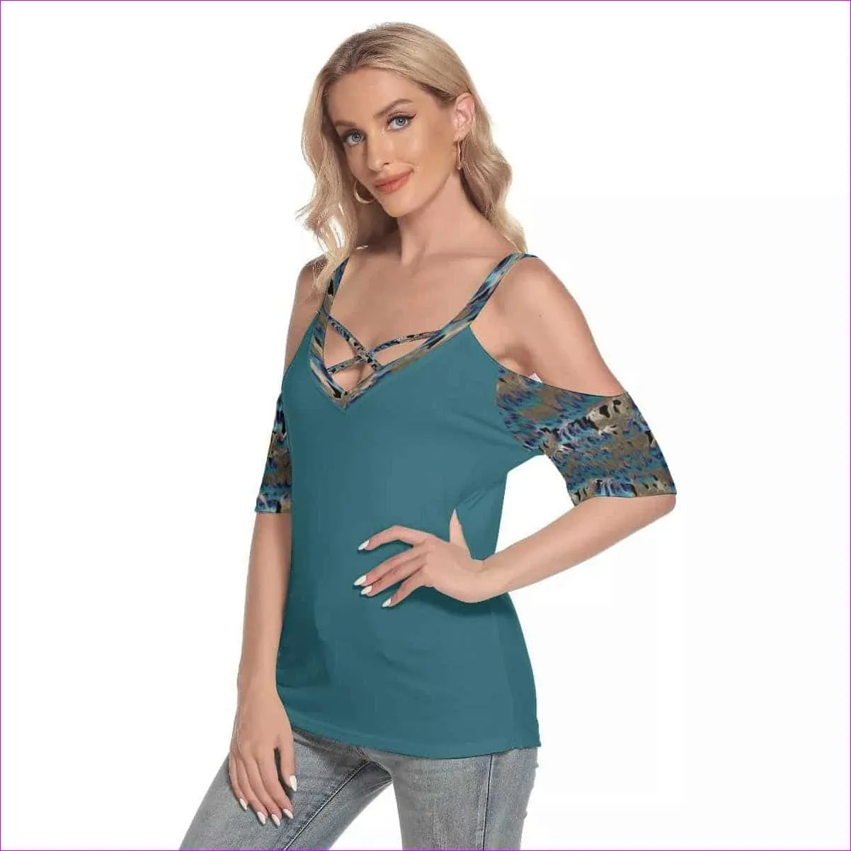 Flame Womens Off-Shoulder Criss Cross Top