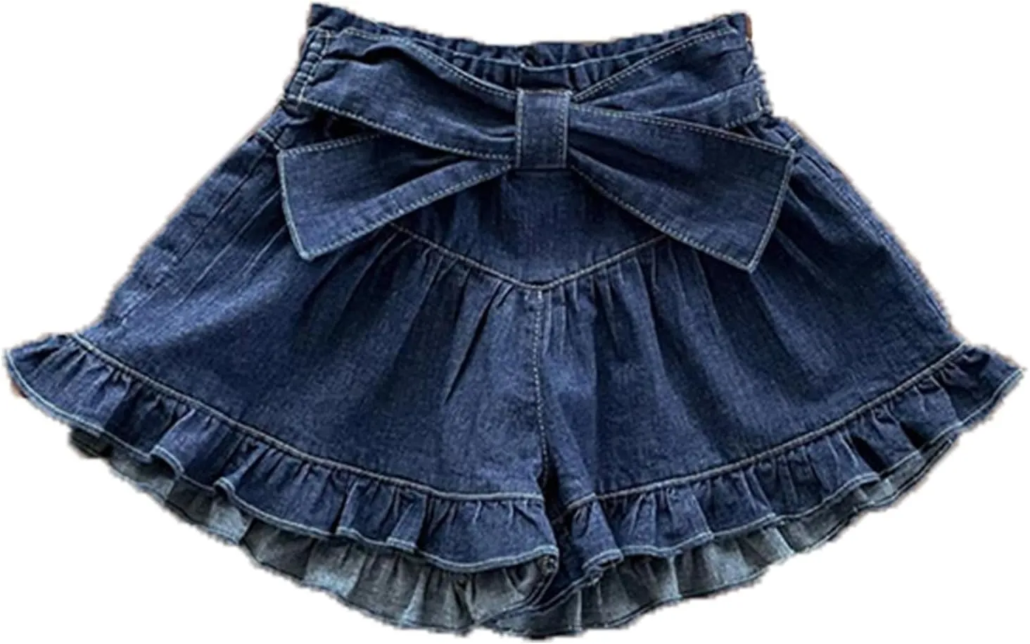 Girls Denim Shorts 2 Layers Ruffles Lace Kids Baby Workout Fashion Skirt Shorts Summer Beach Sports Short Pants