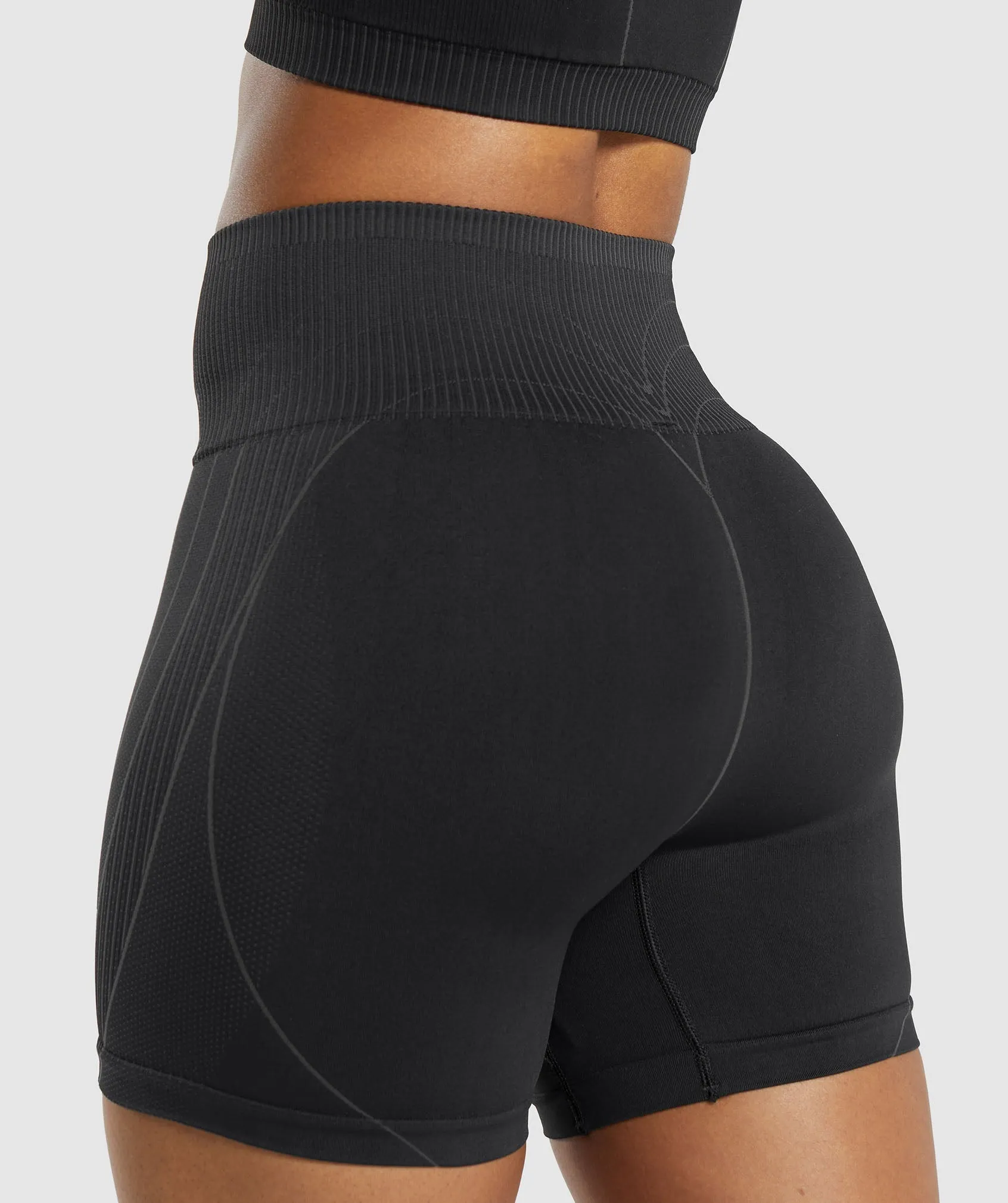 Gymshark Contour Heart Seamless Shorts - Black/Asphalt Grey