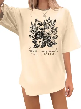Jesus Shirts for Women Christian Oversized God is Good T Shirt Faith Inspirational Bible Verse Tee Tops