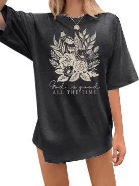 Jesus Shirts for Women Christian Oversized God is Good T Shirt Faith Inspirational Bible Verse Tee Tops