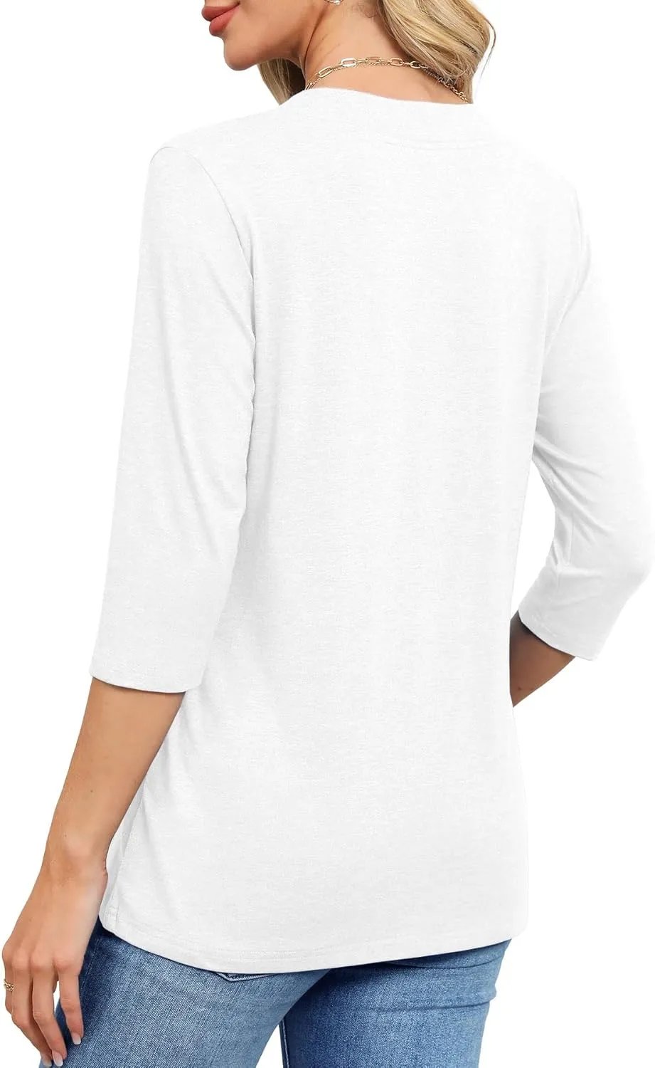 JomeDesign Womens Tops 3/4 Length Sleeve Summer V Neck Shirts Casual Tunic Tops 2025