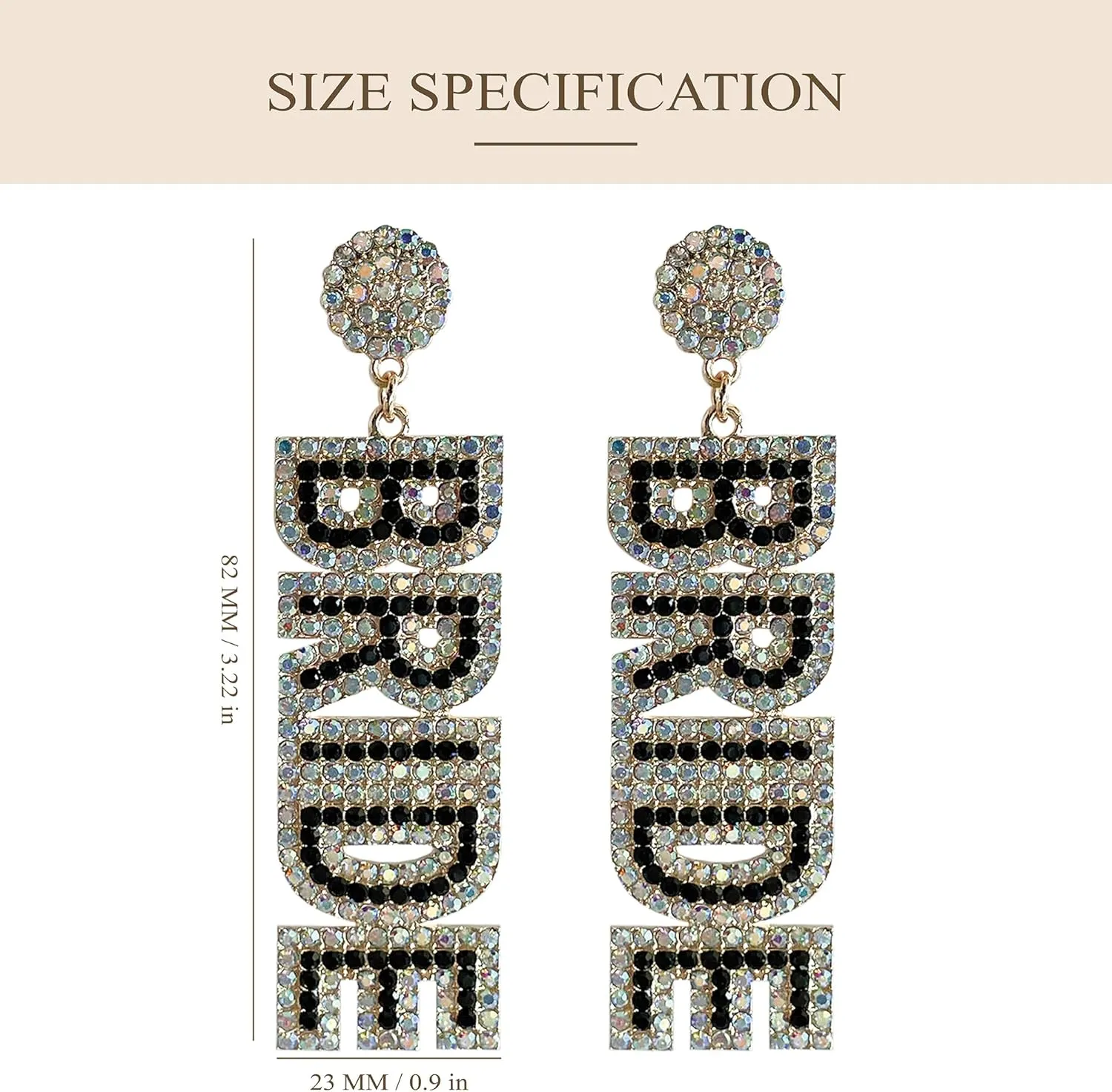 LADY&HOME Bride Earrings Beaded BRIDE Letter Dangle Earrings Bride Accessories for Wedding Bridal Gifts