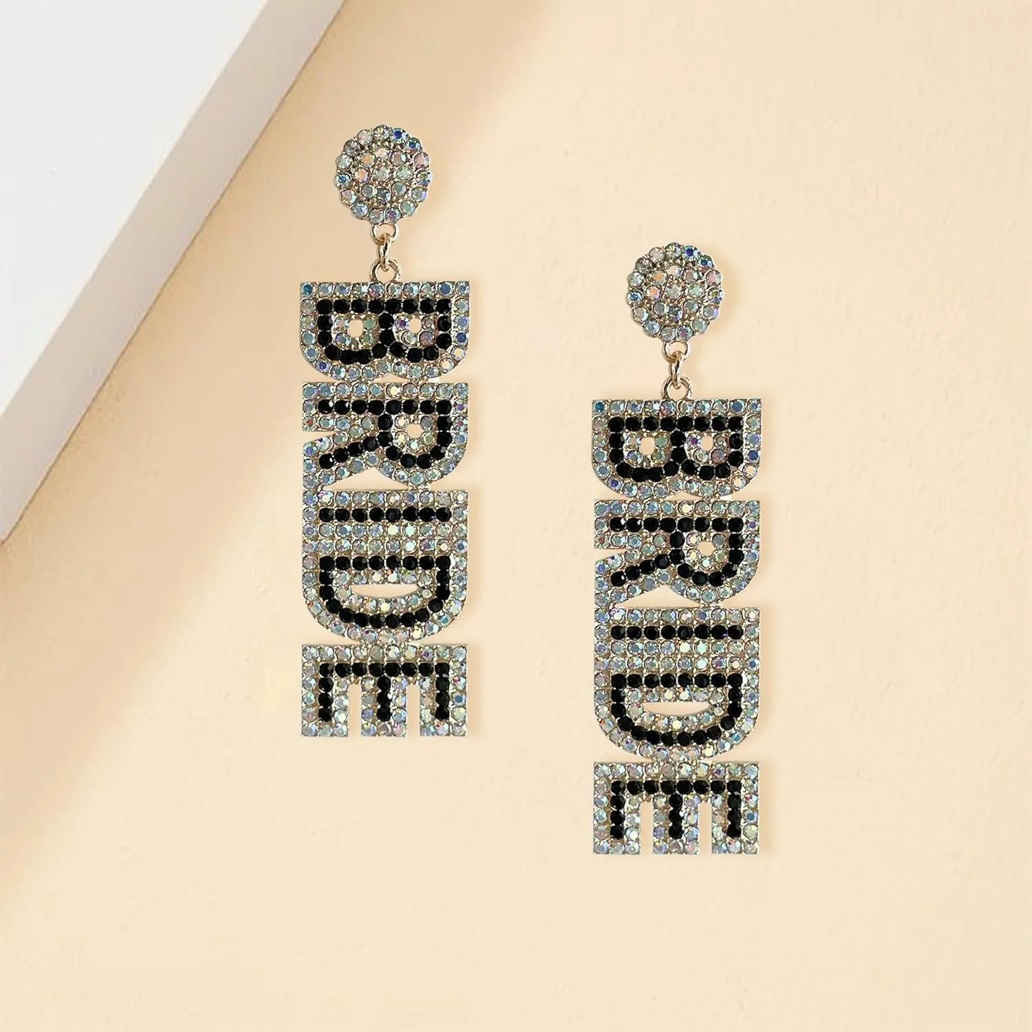 LADY&HOME Bride Earrings Beaded BRIDE Letter Dangle Earrings Bride Accessories for Wedding Bridal Gifts