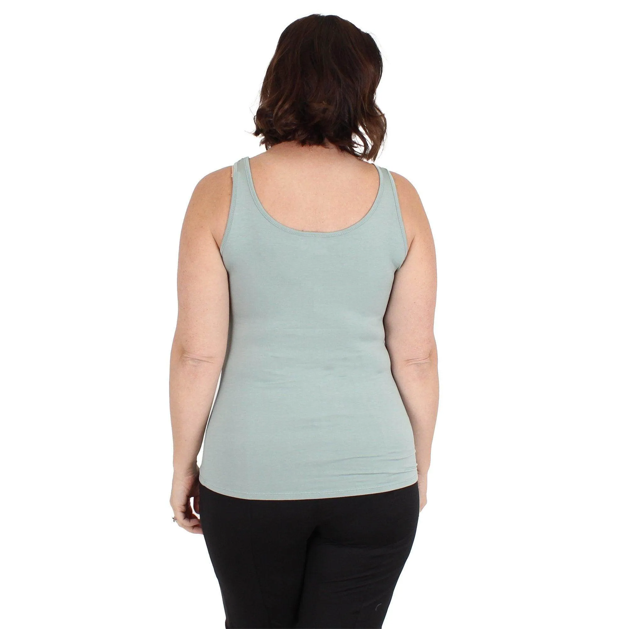 Lux Cotton Modal Tank Top | Green Dusty