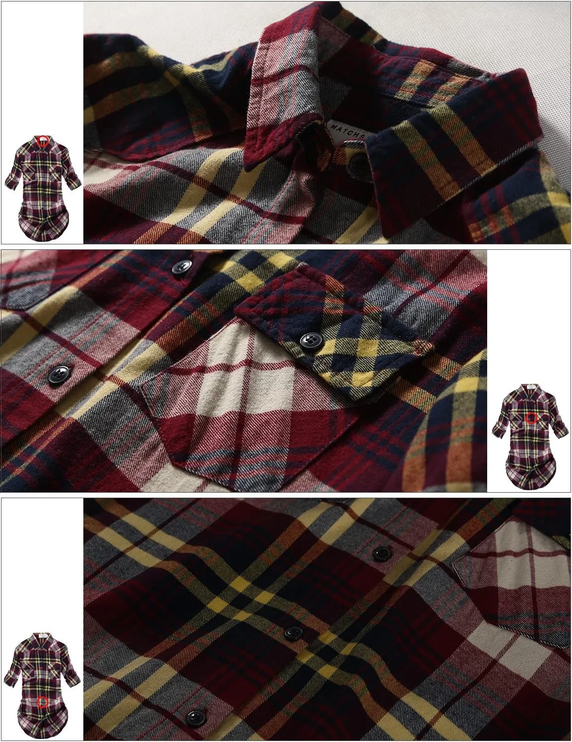 Match Womens Button Down Flannel Plaid Shirts roll up Long Sleeve Shackets Business Blouse Top