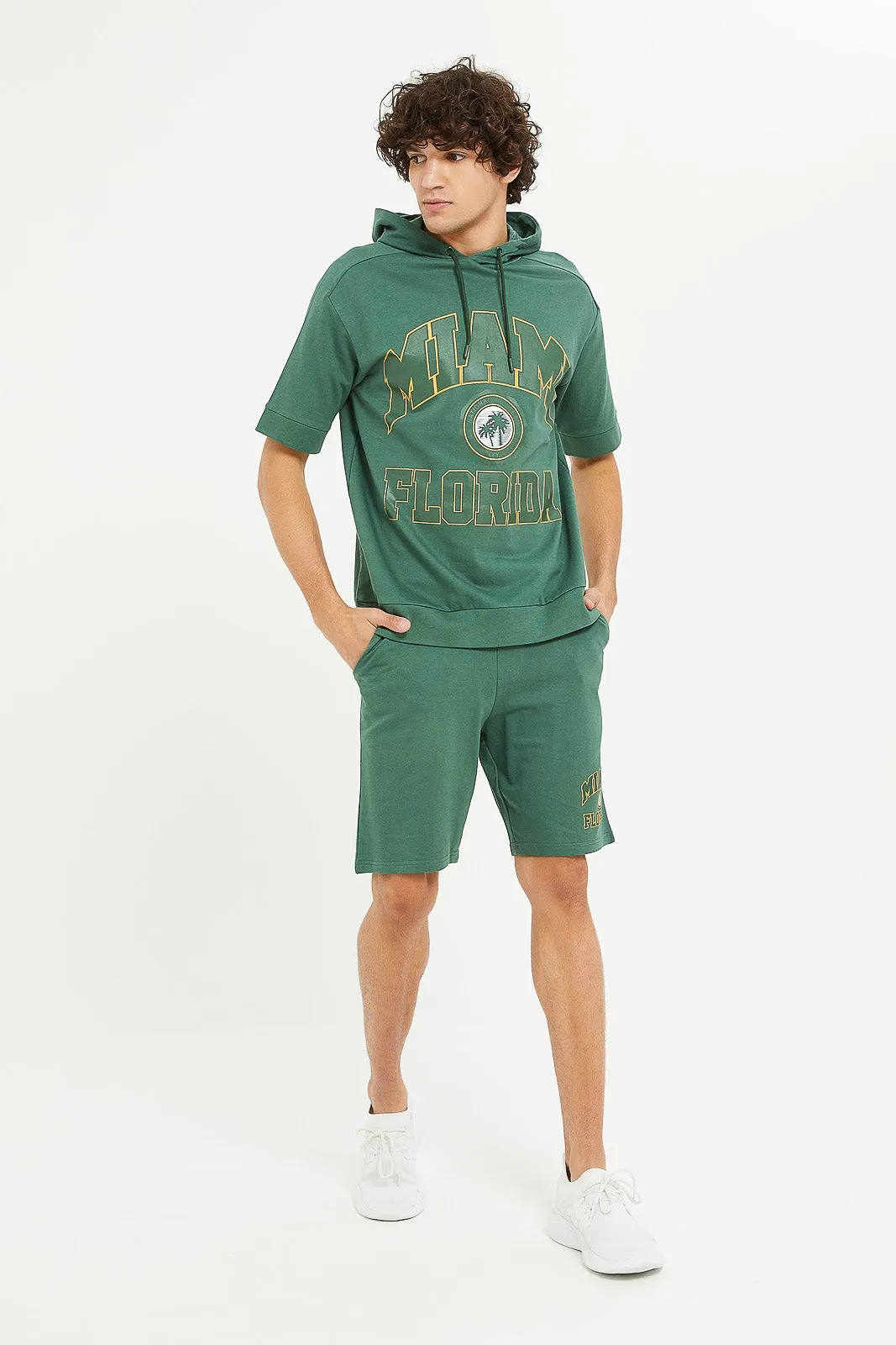 Men Green Printed Lounge Short
