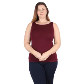 Natural Compact Boat Neck Tank | Burgundy
