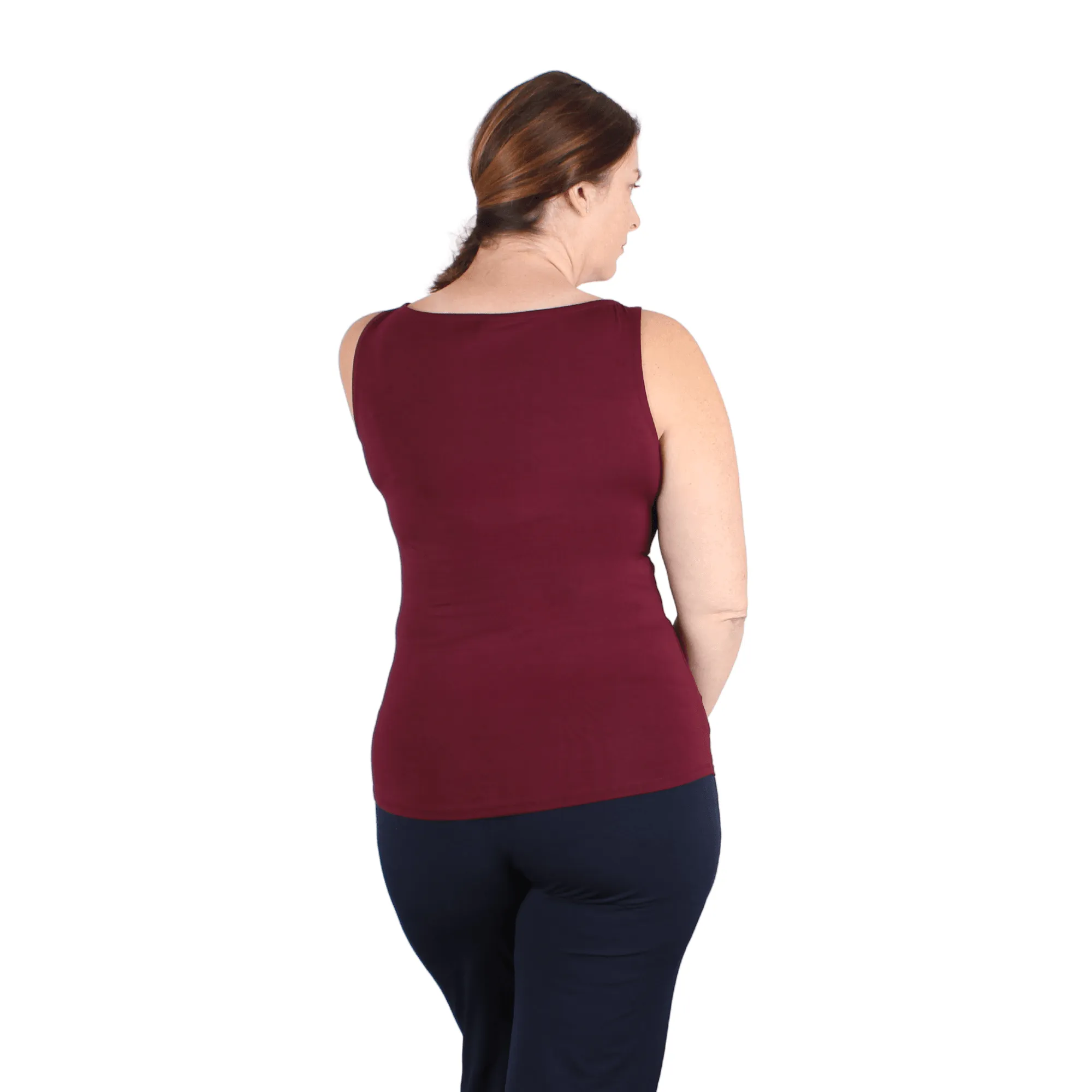 Natural Compact Boat Neck Tank | Burgundy