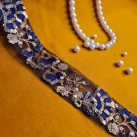 Premium Blue Sequins Embroidery Lace
