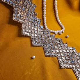 Premium Dark Gold Zigzag Zari Sequins Embroidery Lace