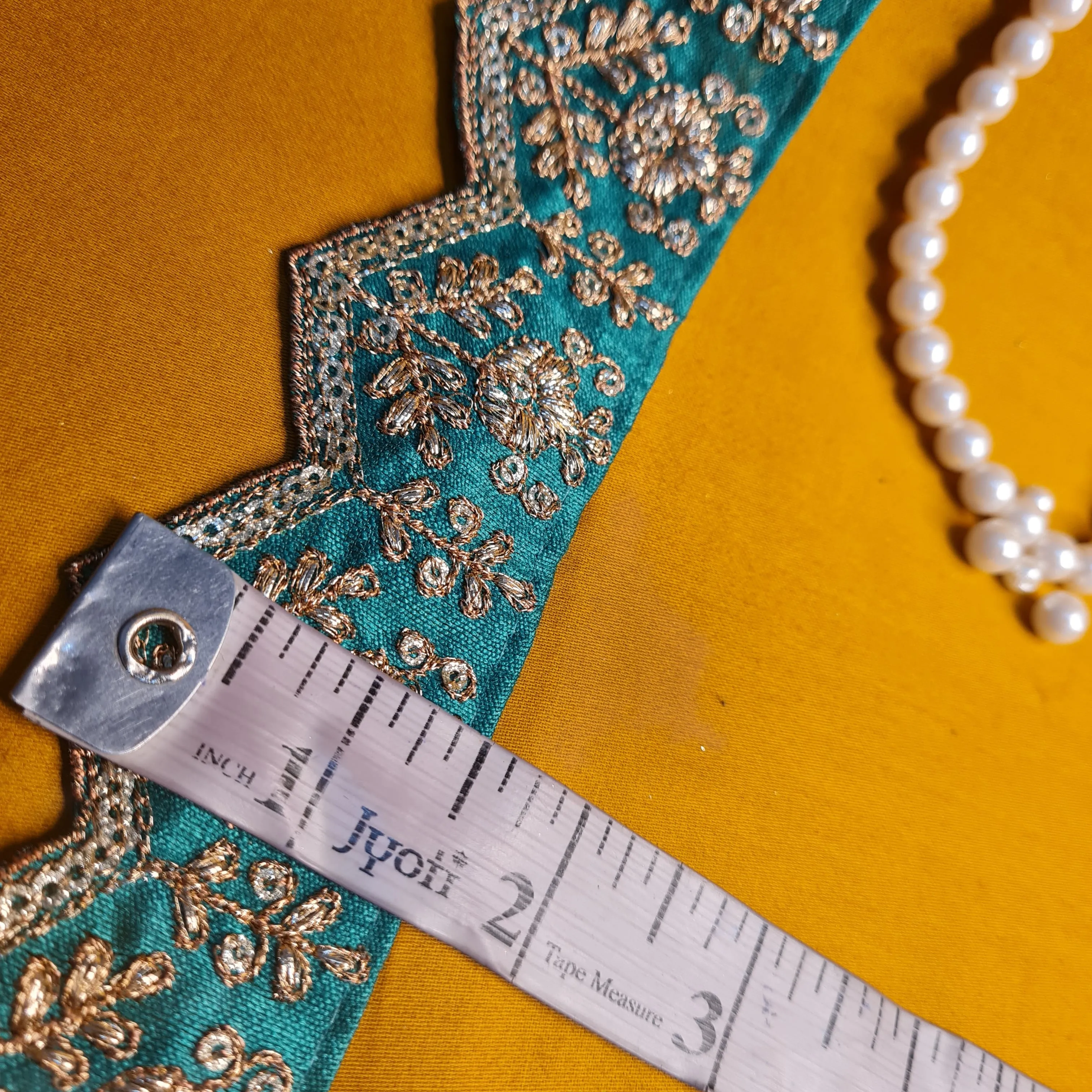 Premium Green Chevron Zari Embroidery Lace