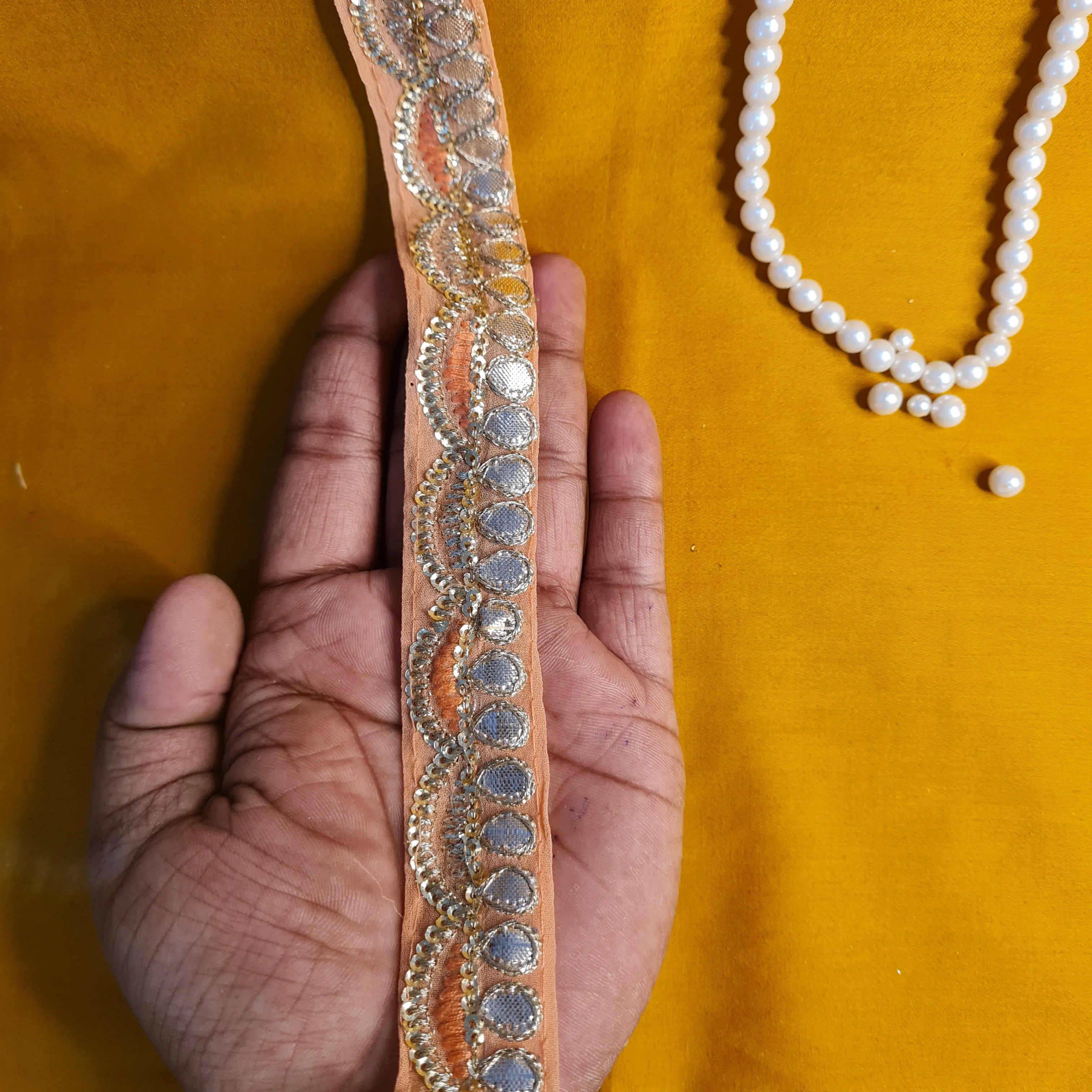 Premium Orange Gota Patti Embroidery Lace