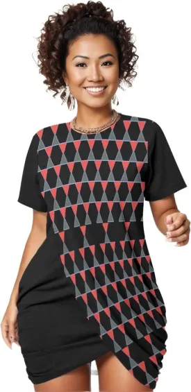 Scaled Women’s Stacked Hem Dress With Short Sleeve Voluptuous ( ) Plus Size