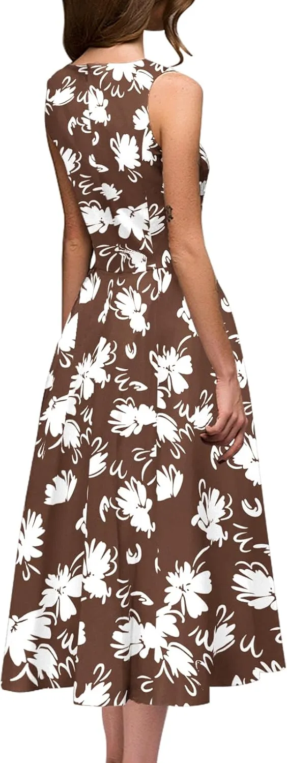 Simple Flavor Women's Vintage Dress Sleeveless O-Neck Party Cocktail Dress