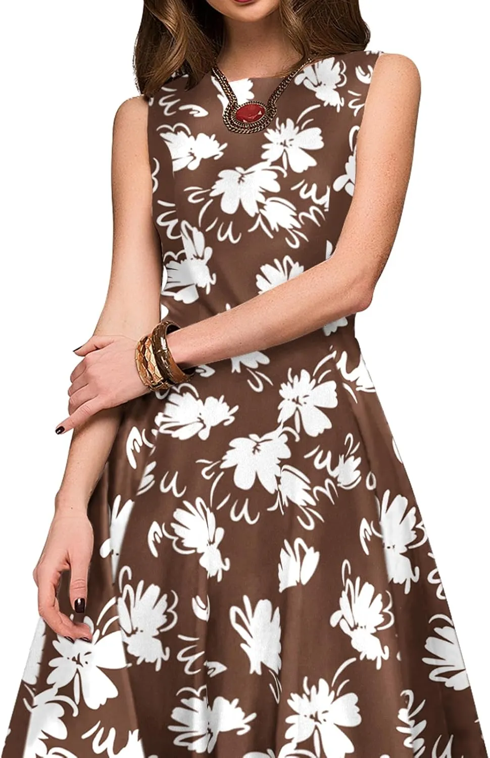 Simple Flavor Women's Vintage Dress Sleeveless O-Neck Party Cocktail Dress