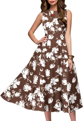 Simple Flavor Women's Vintage Dress Sleeveless O-Neck Party Cocktail Dress