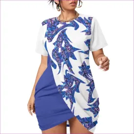 Skewed Women’s Stacked Hem Dress With Short Sleeve（Plus Size）