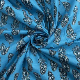 Sky Blue Handblock Print Cotton Fabric