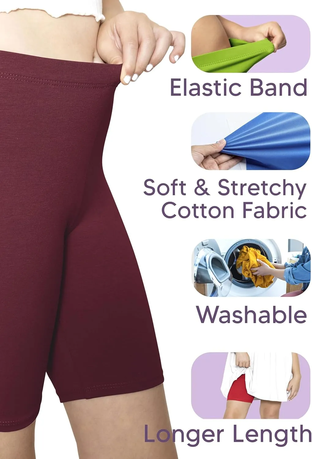 STRETCH IS COMFORT Girl's Cotton Biker Shorts and Cartwheel Shorts | Two Lengths to Choose from | Size 4-14