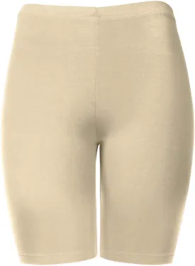 Women's Cotton Bermuda Biker Shorts Mid Thigh High Rise Stretch Jersey