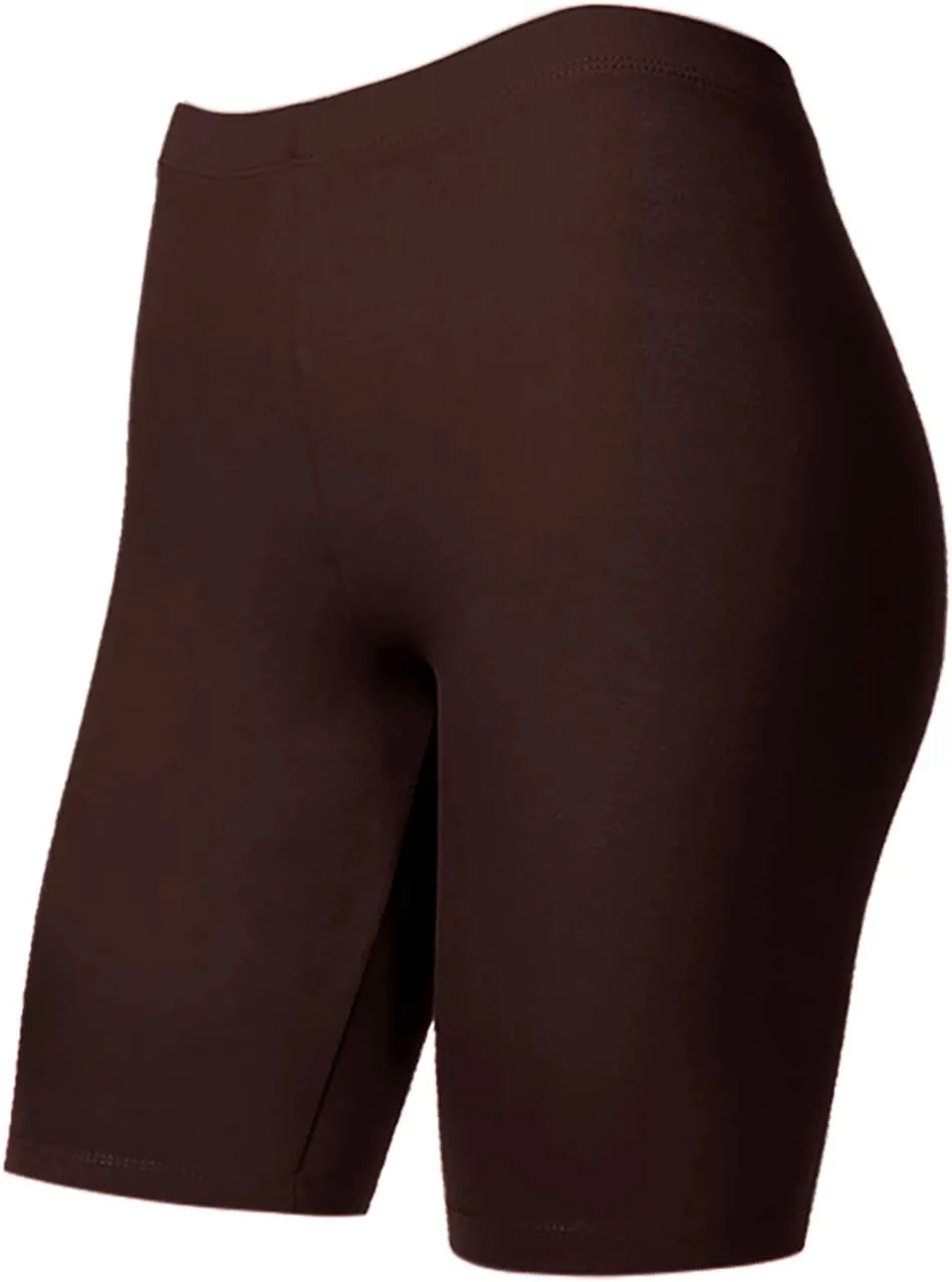Women's Cotton Bermuda Biker Shorts Mid Thigh High Rise Stretch Jersey