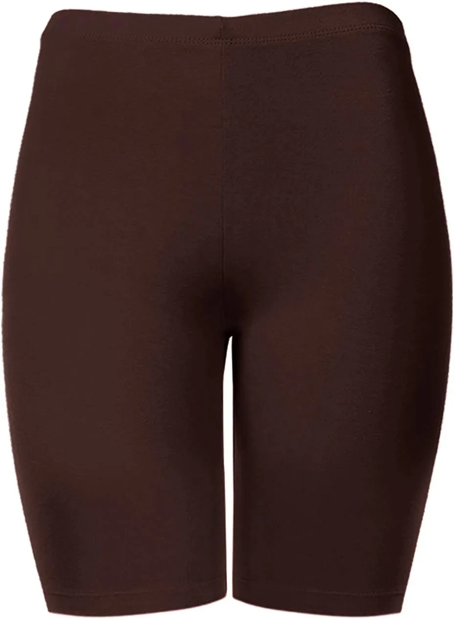 Women's Cotton Bermuda Biker Shorts Mid Thigh High Rise Stretch Jersey