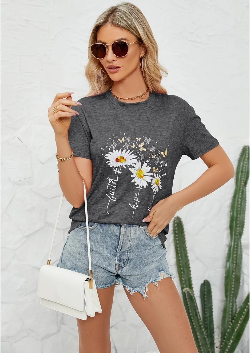 Women's Summer Round Neck Short Sleeve Print Casual Tops Cute Fashion Funny Tshirt